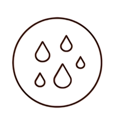 Symbol mit Tropfen, das fettige Haut repräsentiert. Klare, moderne Grafik in sanften Farben.