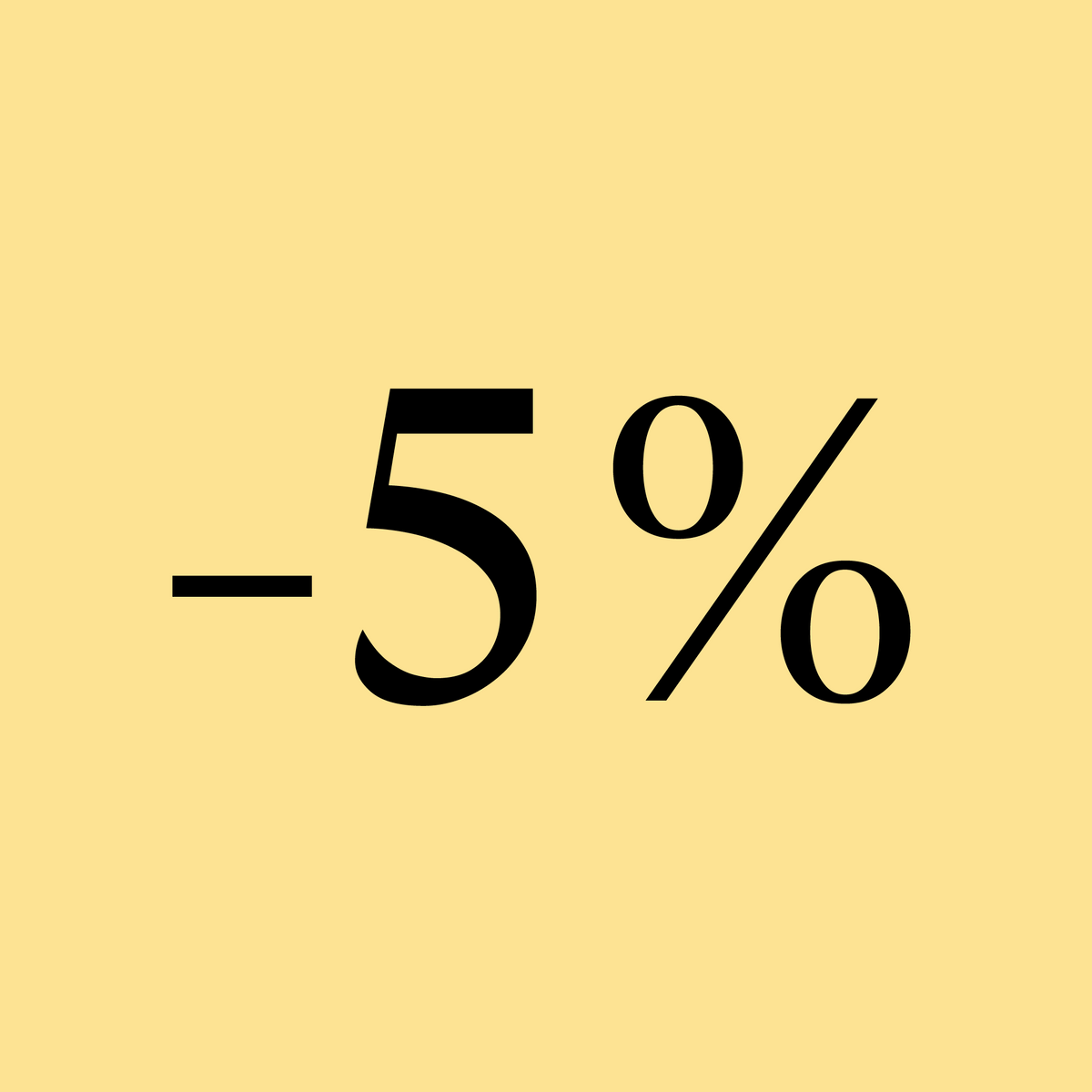 Abbildung eines gelben Hintergrunds mit schwarzer Schrift, die -5% anzeigt.