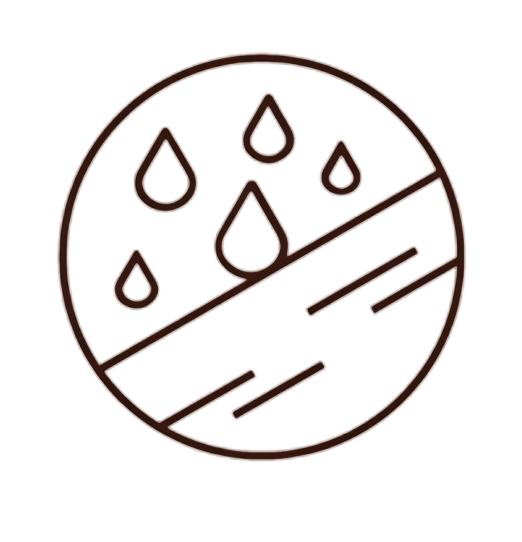 Symbol für Mischhaut mit Wassertropfen und Linien in einem runden Design.
